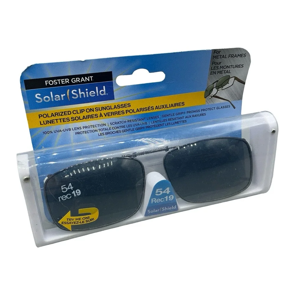 Foster Grant Solar Shield Polarized Clip On Sunglasses 54 Rec 19 Gray Lenses